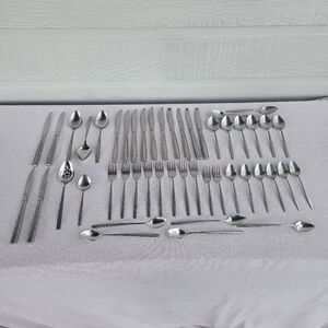Oneida Community Via Roma 48 Pc Stainless Flatware Set Incomplete Serving Spoon